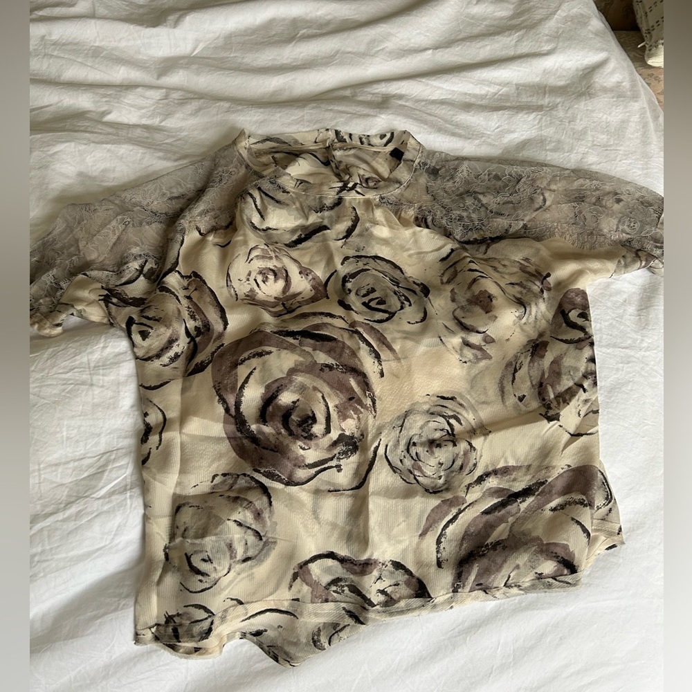 BCBG floral silk blouse